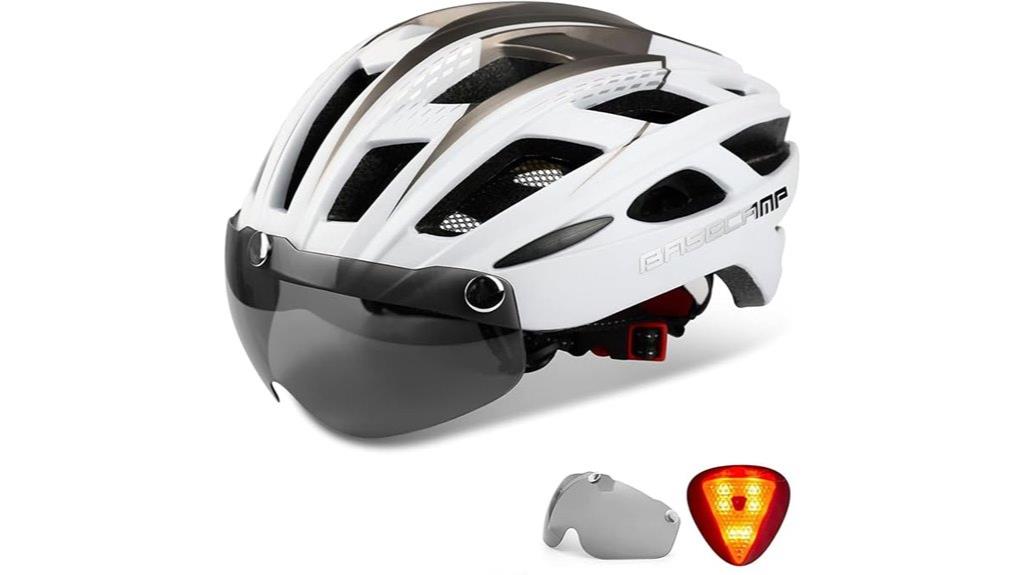 helmet with goggles and light
