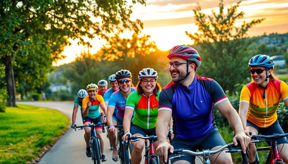 joyful biking togetherness