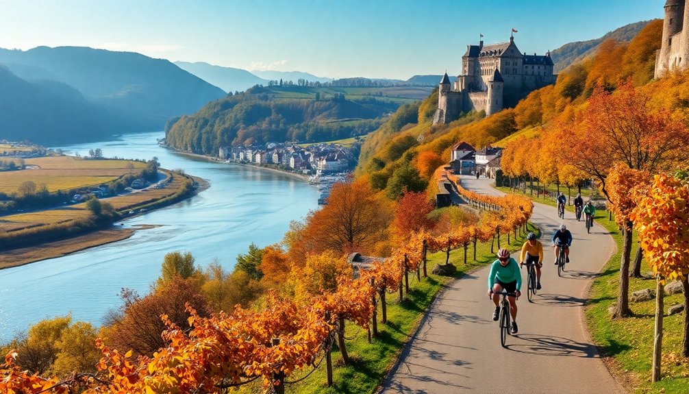 scenic biking along rhine