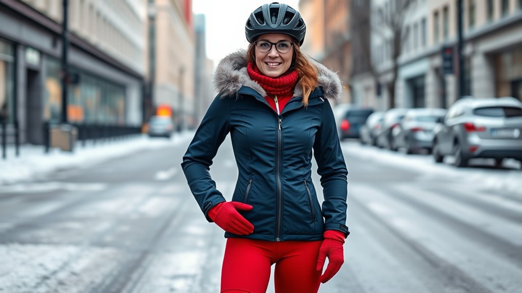 layered protective winter cycling gear