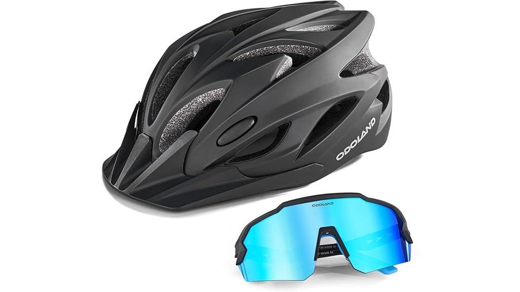 bike helmet and sunglasses