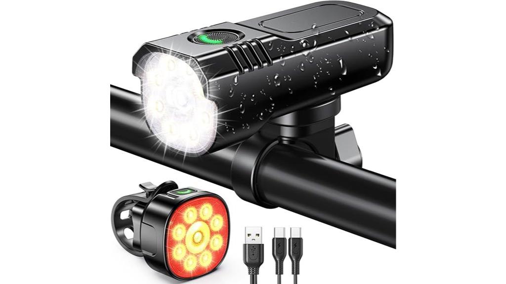 bright waterproof rechargeable bike lights
