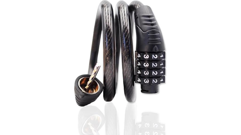 coiled 4 digit bike lock