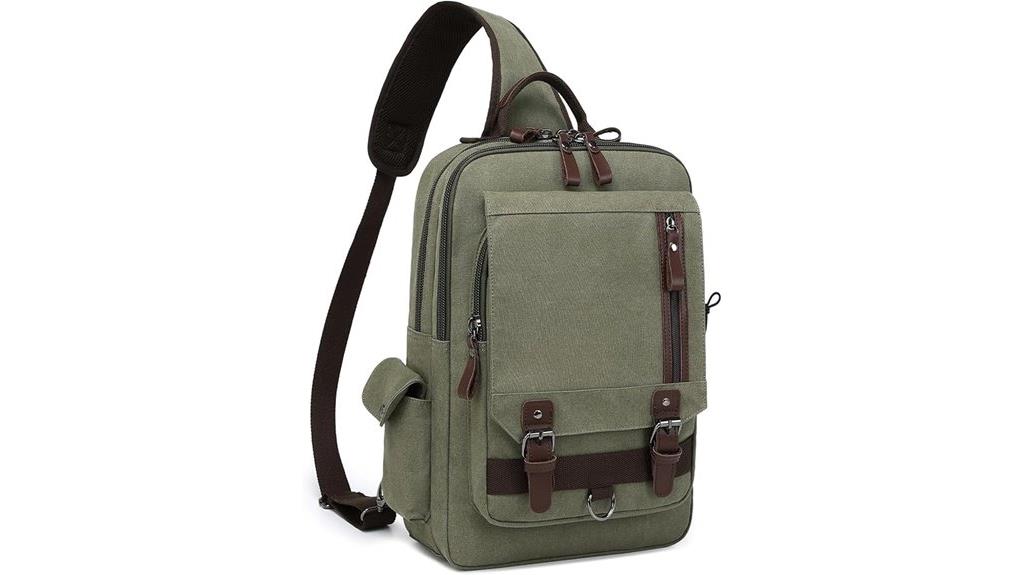 green canvas crossbody bag