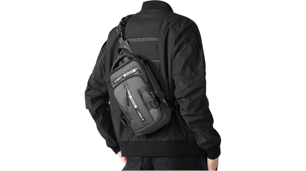 grey men s sling backpack