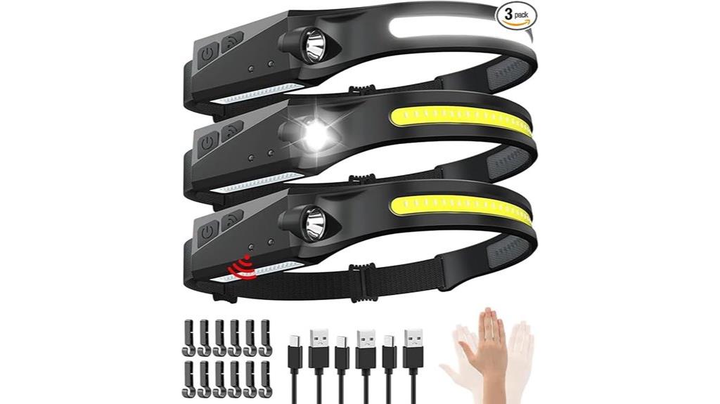 rechargeable 3 pack led headlamps