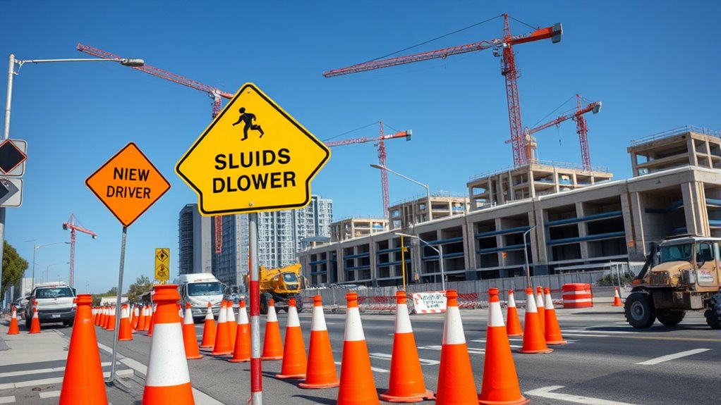 construction signs and detours
