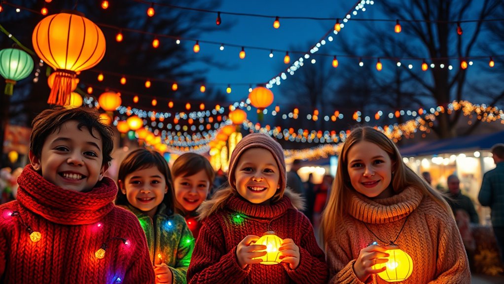 neighborhood holiday lighting celebration