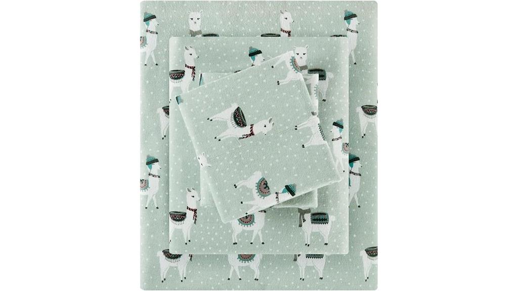 queen size seafoam llama sheets
