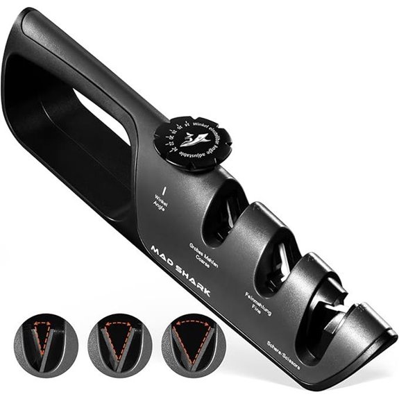MAD SHARK Adjustable Knife Sharpener with Coarse & Fine Grains