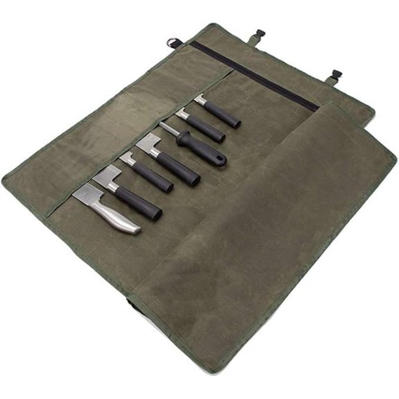 Chef’s Knife Roll Bag Canvas 10 Slots Zipper Pocket
