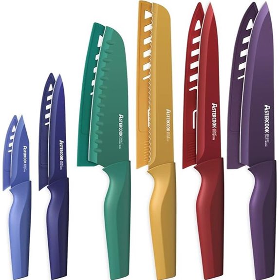Astercook 12-Piece Color-Coded Stainless Steel Knife Set
