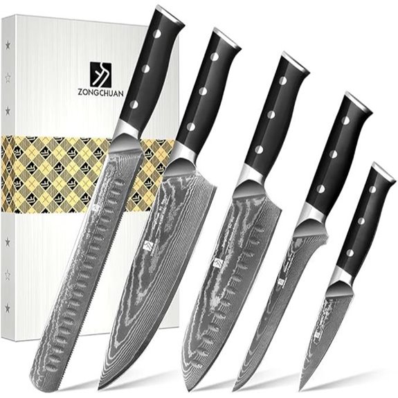 Damascus Chef Knife Set (5-Piece) with Ergonomic Handles