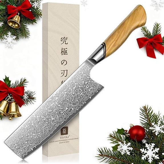 TIVOLI Damascus Nakiri Knife 6.5 Inch Japanese VG-10