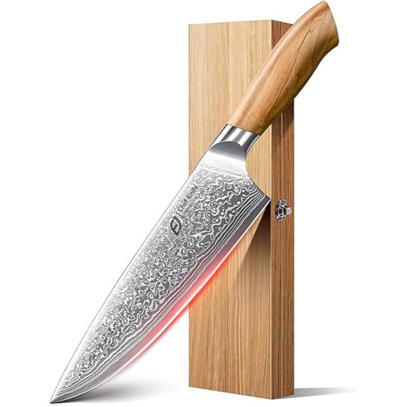 Damascus Japanese Steel Chef Knife with Olive Wood Handle
