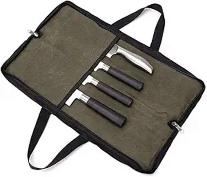 Heavy Duty Waxed Canvas Knife Roll Bag