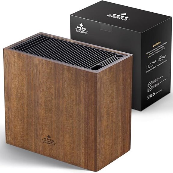 ENOKING XXL Acacia Wood Knife Block Organizer