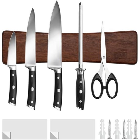 HOSHANHO Magnetic Knife Strip 10-Inch Acacia Wall Mount