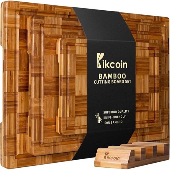 Kikcoin Large Bamboo Cutting Boards Set of 3