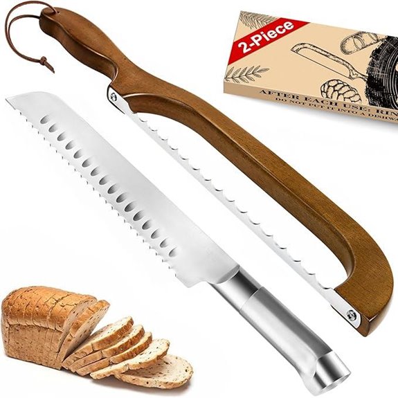 2 Pack Sourdough Bread Knives with Anti-Stick Serrated Edge