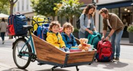 family cargo bike packing