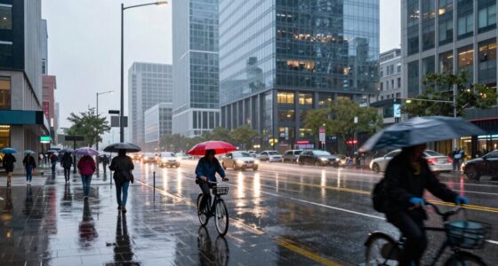 rain transforms urban scenery