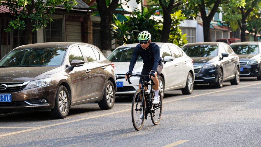 stay alert near parked cars